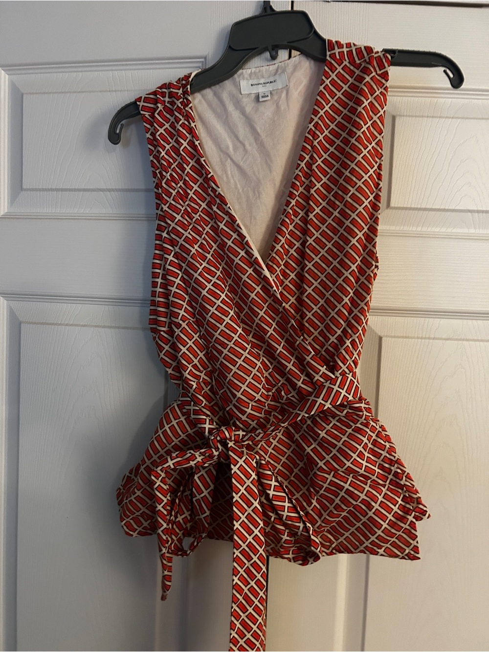 Banana Republic orange and White Wrap Peplum Blouse